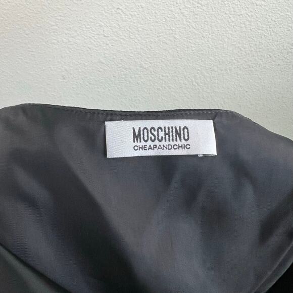 New Moschino Vintage Y2K Black Ruched Cocktail Dress Women's 4 Cheap and Chic - Picture 6 of 10
